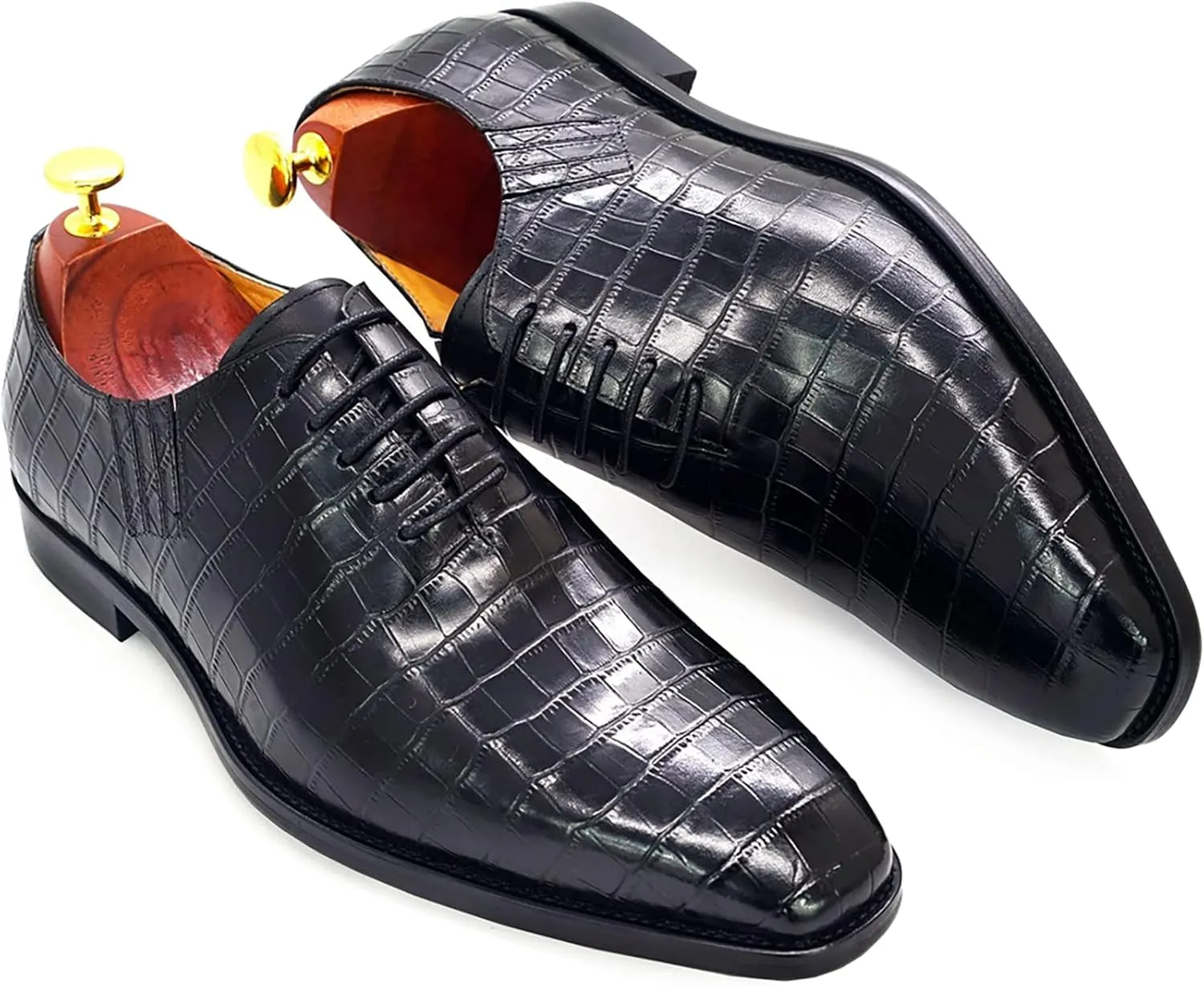 Mens Wedding Party Brogues Derbys Formal Dress Retro Oxfords Work Uniform Wingtip Leather Lace-ups,Black-40