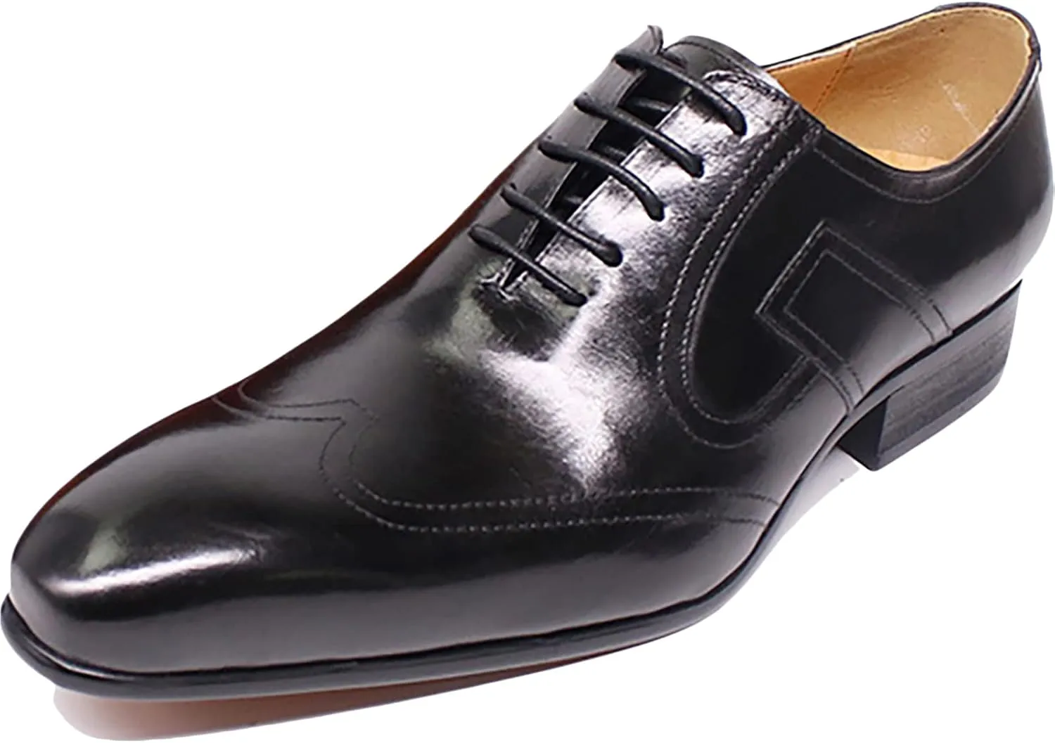 Men's Wedding Party Wingtip Derbys Business Casual Dress Shoes Lace-Up Formal Oxfords Classic Brogues Shoes,Black-40