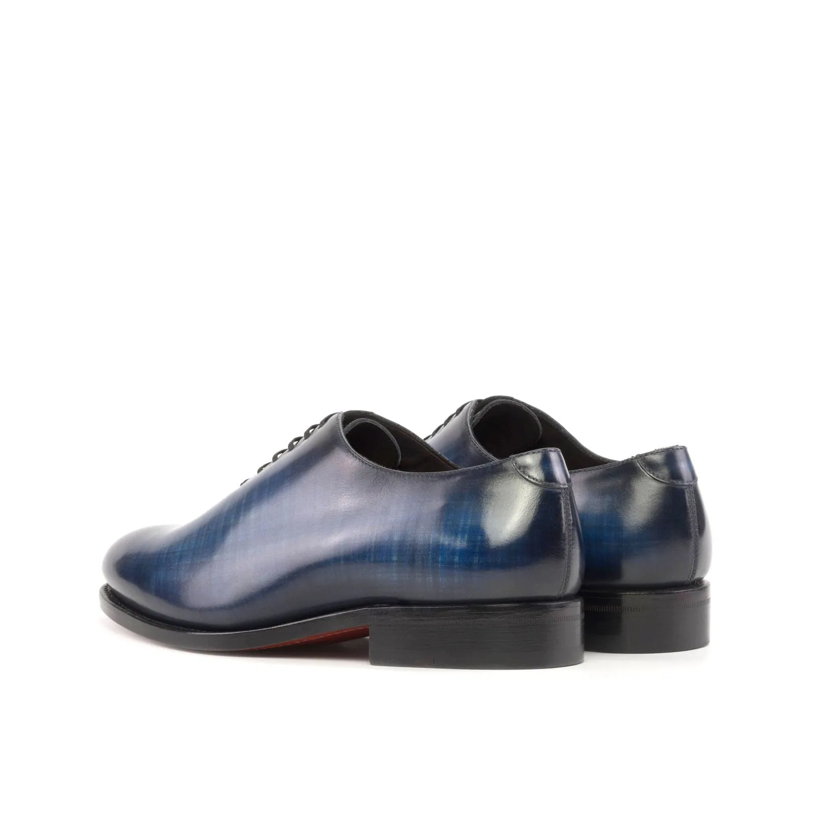 Men's Wholecut Shoes Patina Leather Goodyear Welt Wide Plus Size Blue 5311