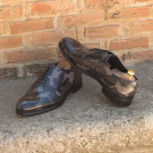 Men's Wholecut Shoes Patina Leather Wide Plus Size Grey 2911