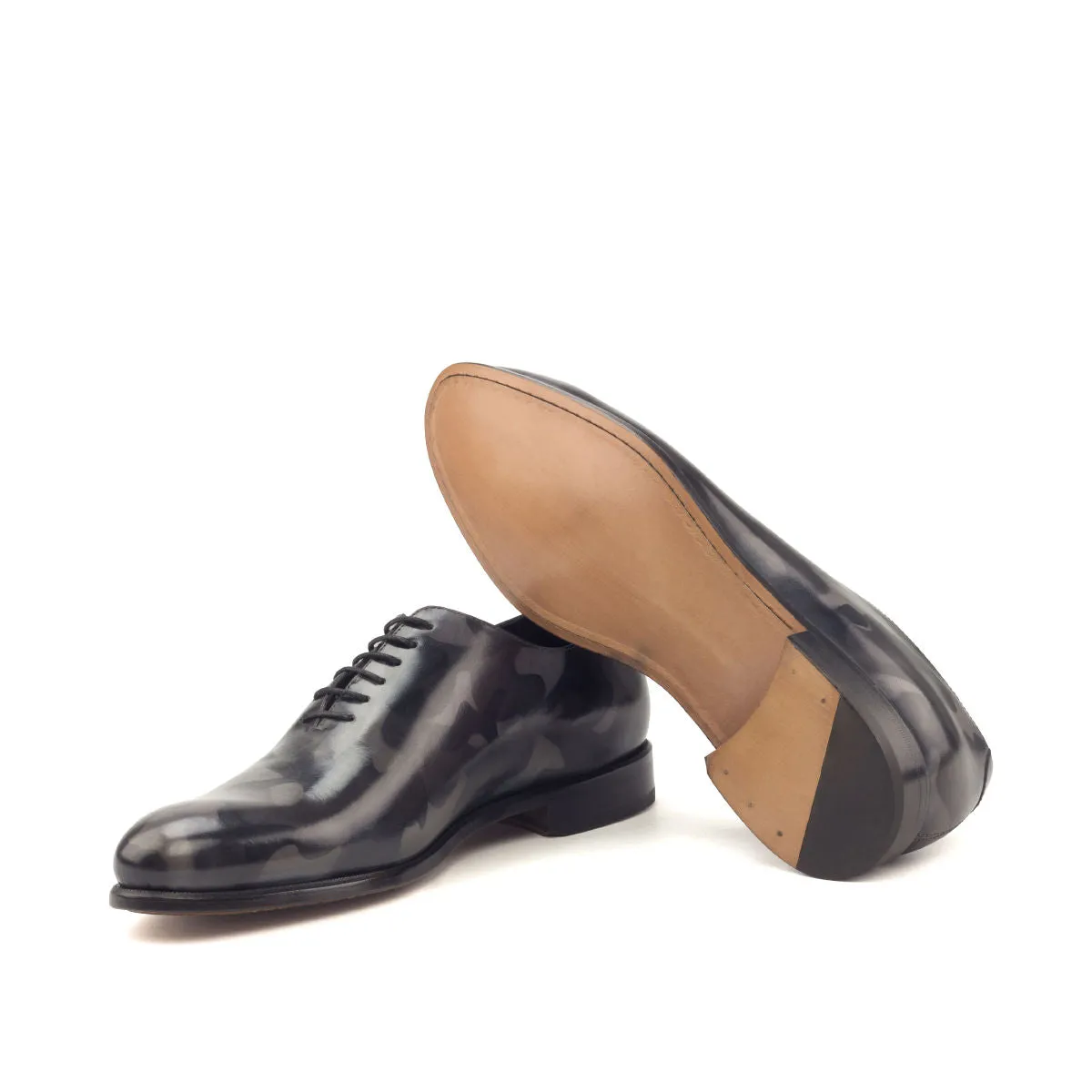 Men's Wholecut Shoes Patina Leather Wide Plus Size Grey 2911