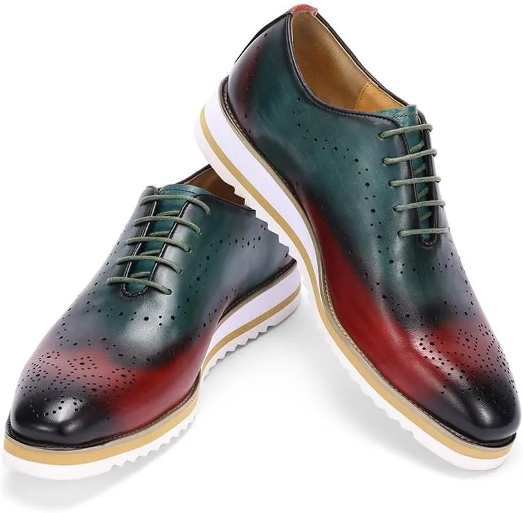 Men's Wingtip Two Tone Patchwork Brogue Oxfords Shoes Formal Leather Shoes for Weddings Business Office Prom