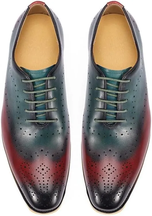 Men's Wingtip Two Tone Patchwork Brogue Oxfords Shoes Formal Leather Shoes for Weddings Business Office Prom