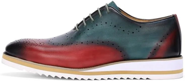 Men's Wingtip Two Tone Patchwork Brogue Oxfords Shoes Formal Leather Shoes for Weddings Business Office Prom