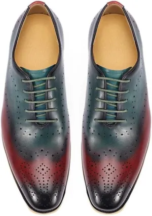 Men's Wingtip Two Tone Patchwork Brogue Oxfords Shoes Formal Leather Shoes for Weddings Business Office Prom