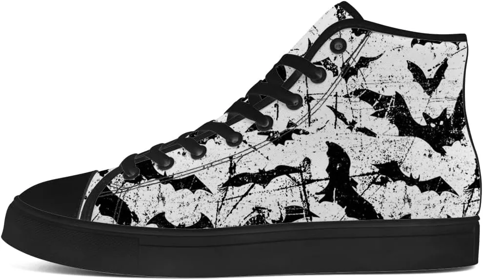 Men's Women's Bat High Top Canvas Shoes High Top Sneakers Lace Up Casual Shoes