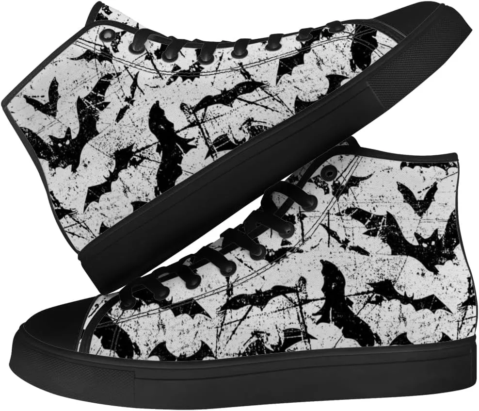 Men's Women's Bat High Top Canvas Shoes High Top Sneakers Lace Up Casual Shoes