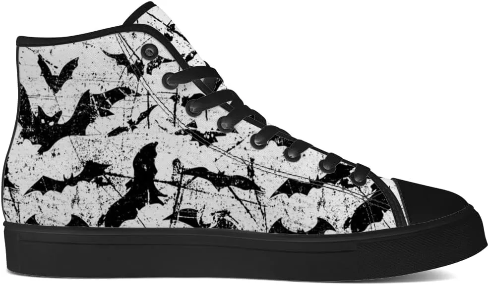 Men's Women's Bat High Top Canvas Shoes High Top Sneakers Lace Up Casual Shoes