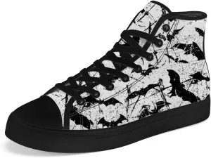 Men's Women's Bat High Top Canvas Shoes High Top Sneakers Lace Up Casual Shoes