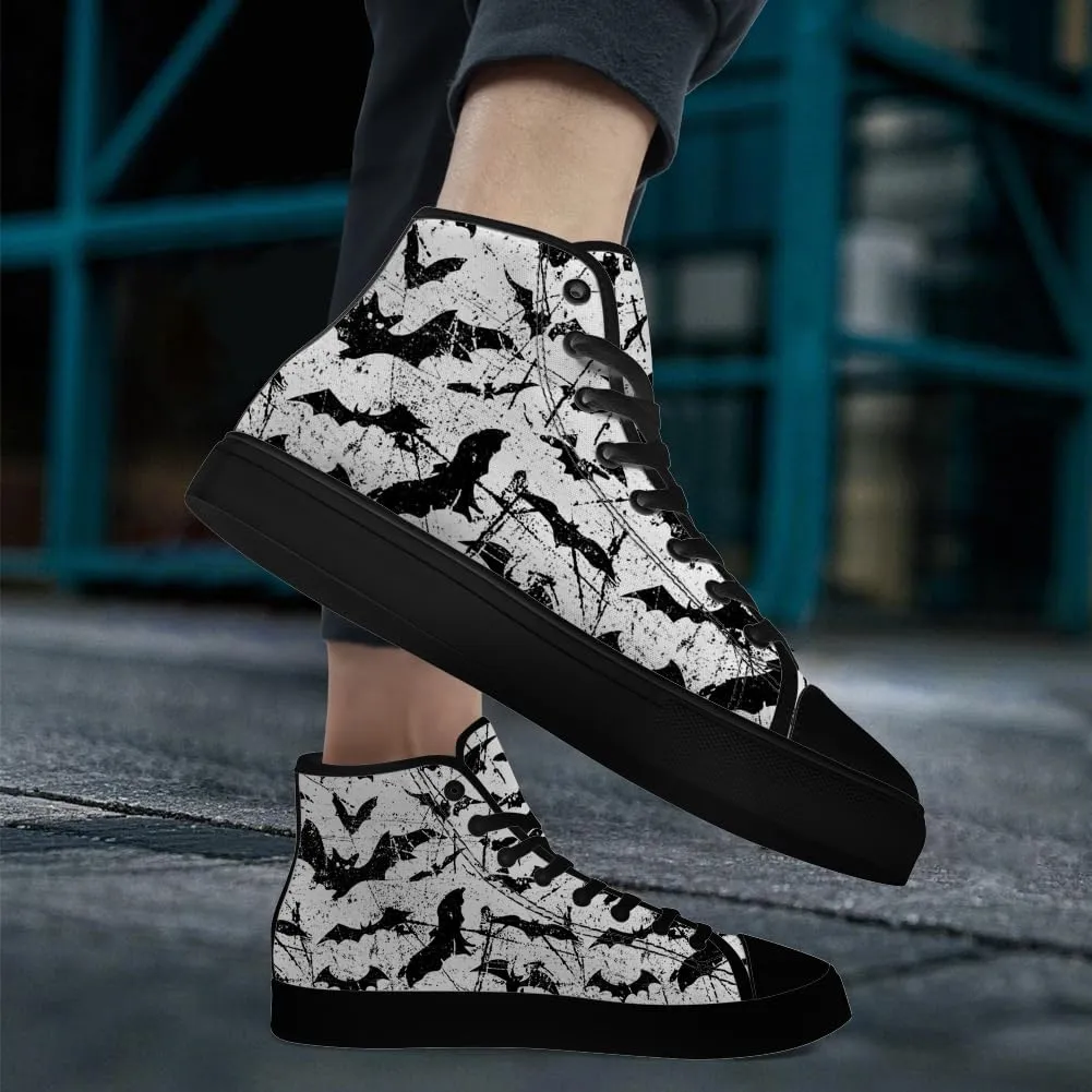 Men's Women's Bat High Top Canvas Shoes High Top Sneakers Lace Up Casual Shoes
