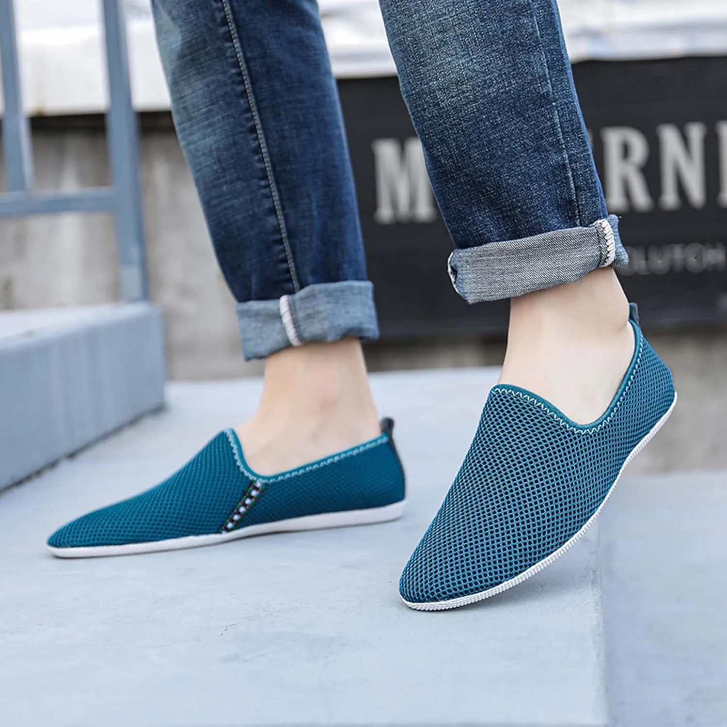 Men's Women's Loafers Mesh Breathable Flat Walking Non Slip Driving Casual Shoes Classic Comfort