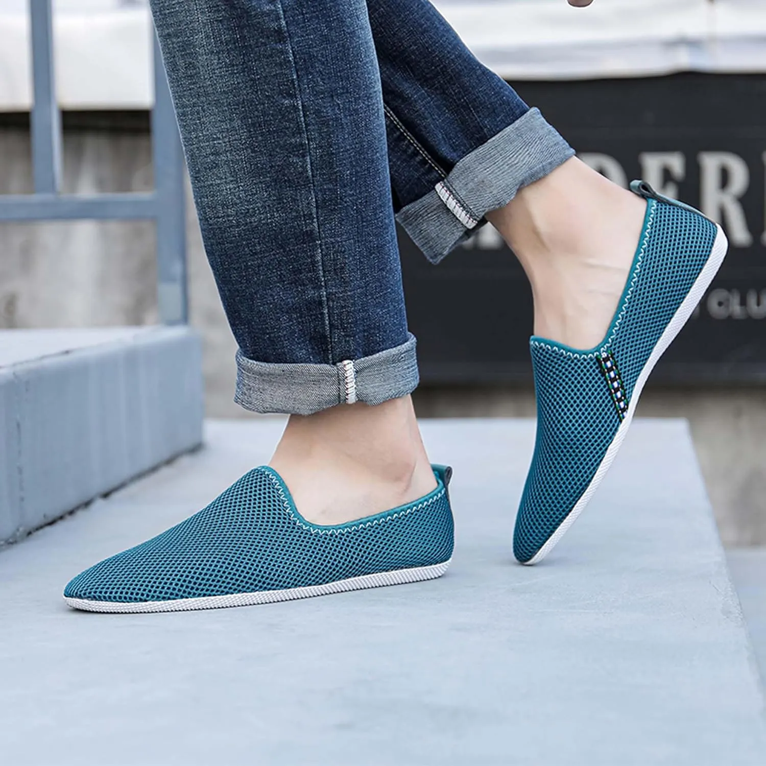Men's Women's Loafers Mesh Breathable Flat Walking Non Slip Driving Casual Shoes Classic Comfort