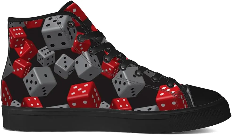 Men's Women's Playing Dice High Top Canvas Shoes High Top Sneakers Lace Up Casual Shoes