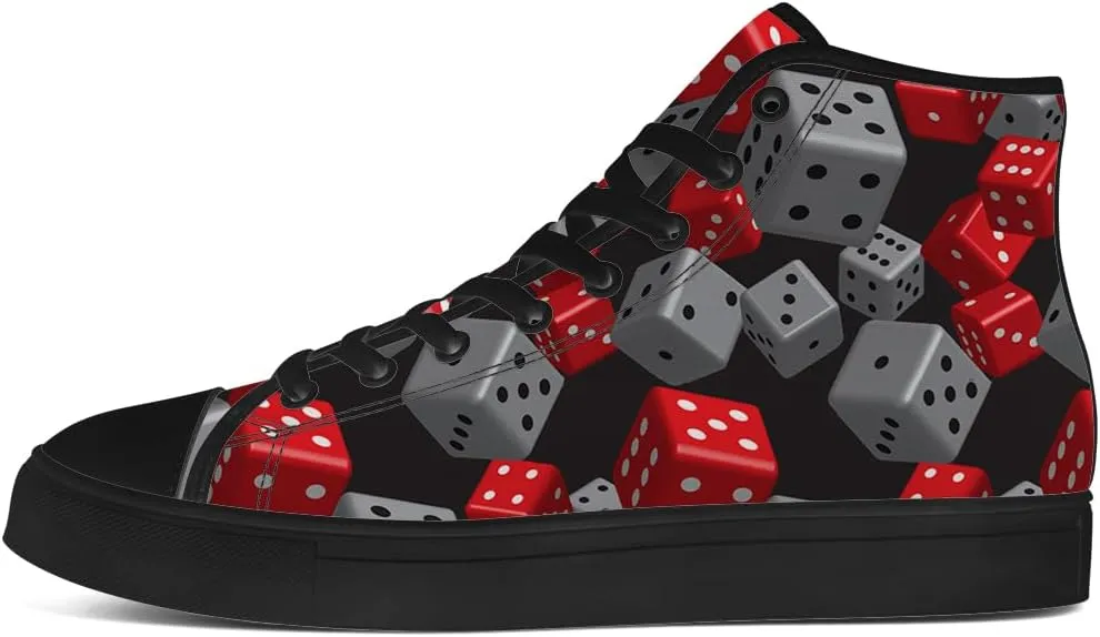Men's Women's Playing Dice High Top Canvas Shoes High Top Sneakers Lace Up Casual Shoes