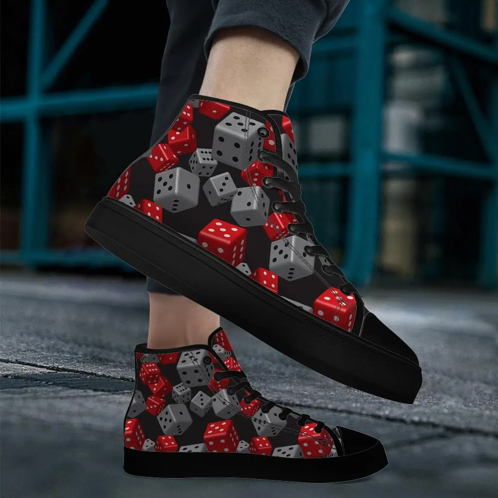 Men's Women's Playing Dice High Top Canvas Shoes High Top Sneakers Lace Up Casual Shoes
