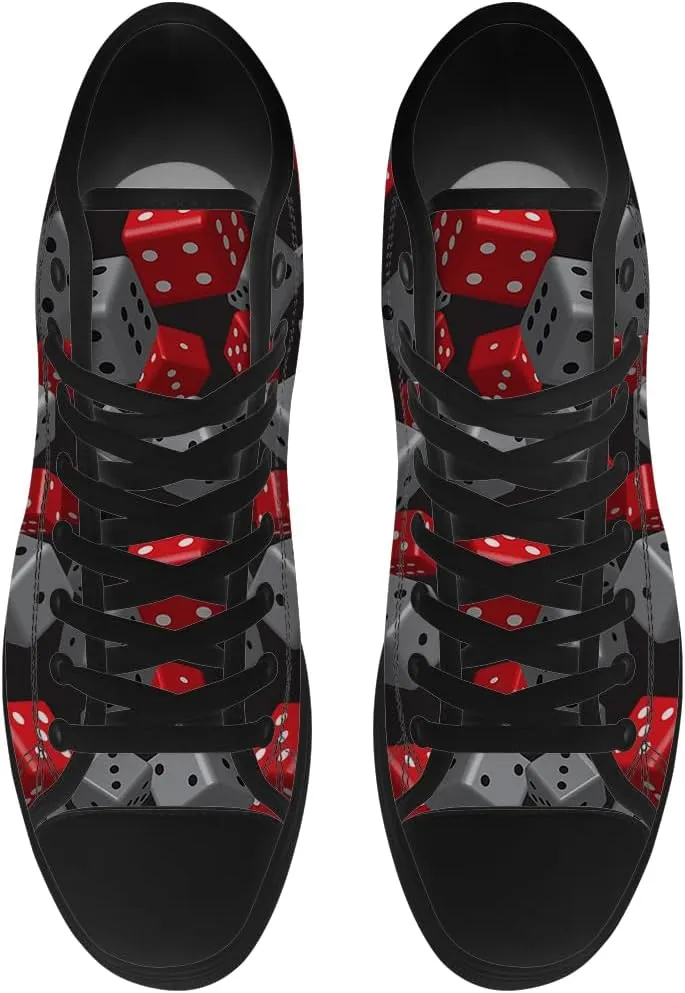 Men's Women's Playing Dice High Top Canvas Shoes High Top Sneakers Lace Up Casual Shoes