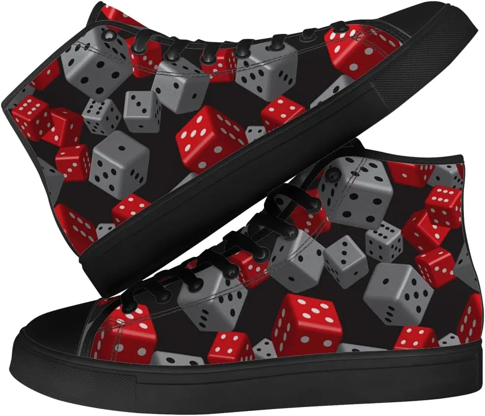 Men's Women's Playing Dice High Top Canvas Shoes High Top Sneakers Lace Up Casual Shoes