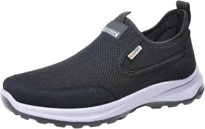 Mesh Sneakers for Men Slip on No Lace Breathable Solid Color Walking Running Shoes Comfortable Tennis Shoes Non Slip Casual Mens Outdoor Sport Sneakers