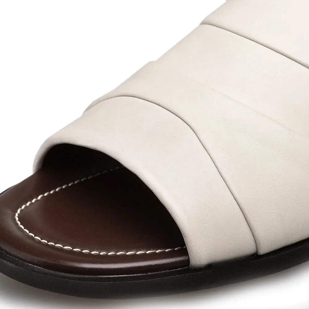 Mezlan R20672 Men's Shoes White Nappa Leather Slide Sandals (MZ3582)