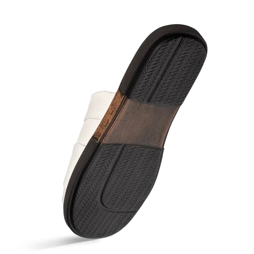 Mezlan R20672 Men's Shoes White Nappa Leather Slide Sandals (MZ3582)