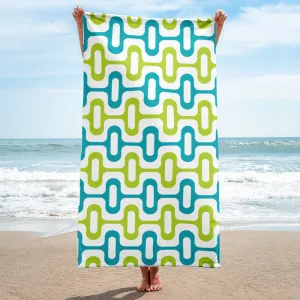 Mid Century Modern Aqua Green ZipperDee Beach & Pool Towel