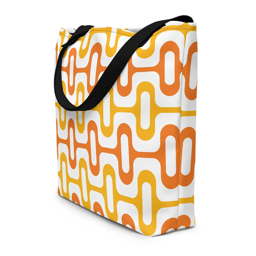 Mid Century Modern Orange ZipperDee Beach Bag