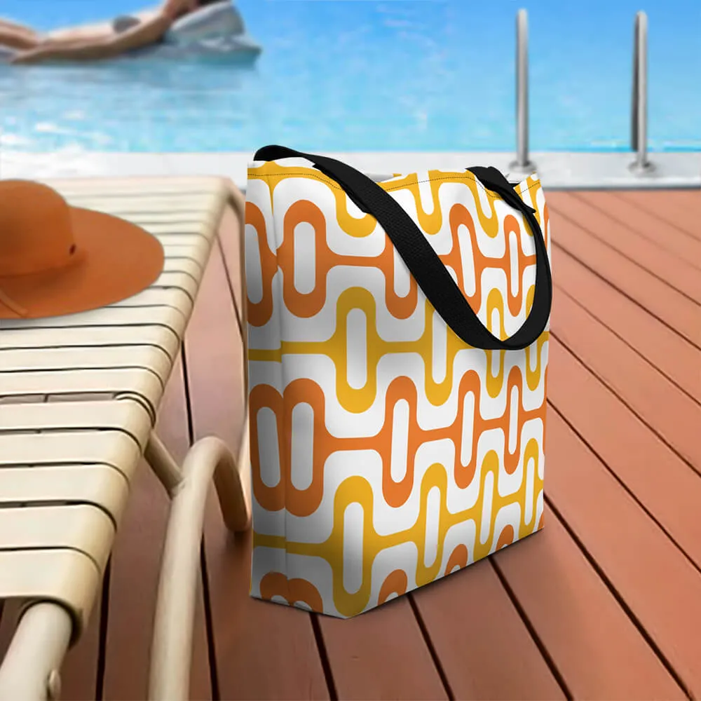 Mid Century Modern Orange ZipperDee Beach Bag