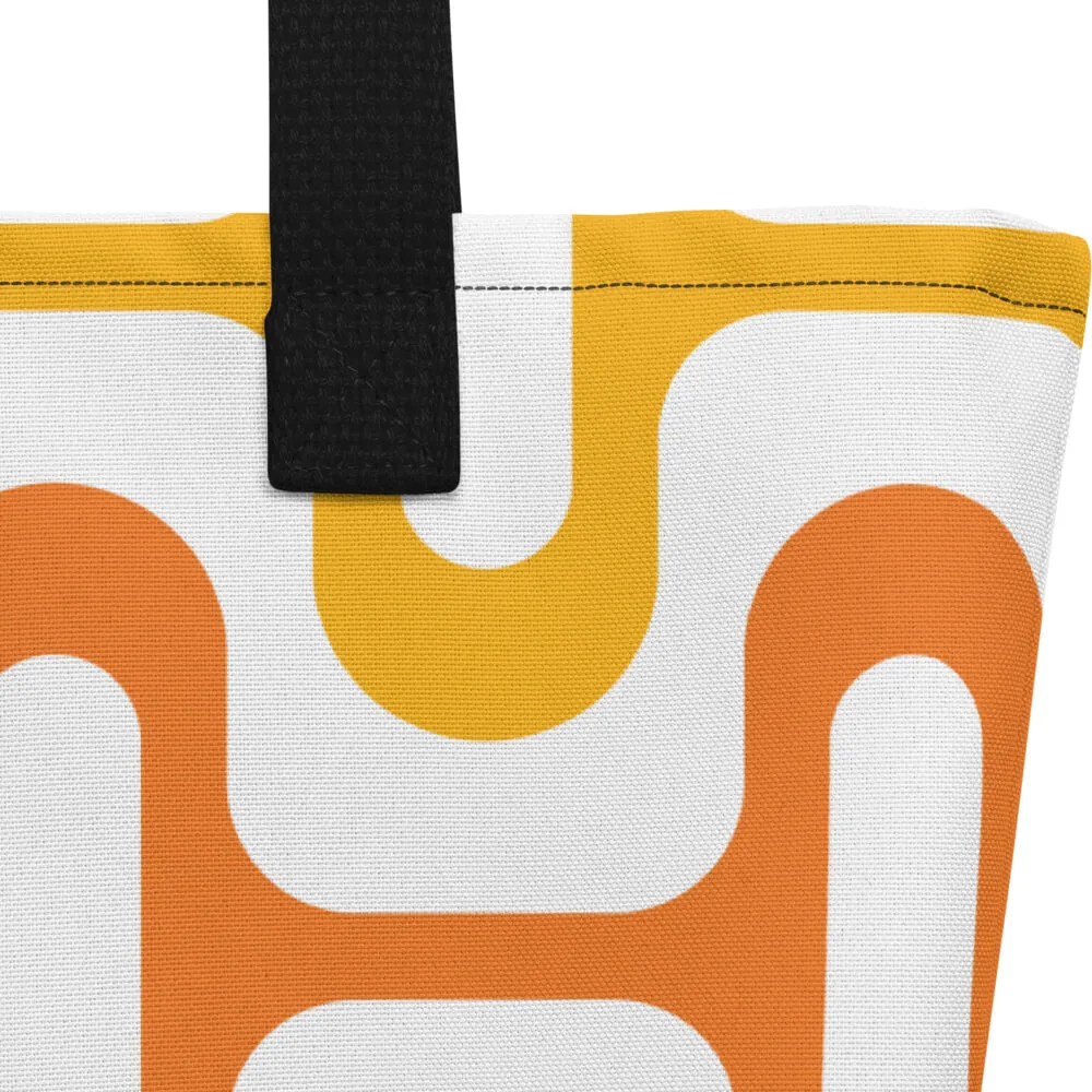 Mid Century Modern Orange ZipperDee Beach Bag