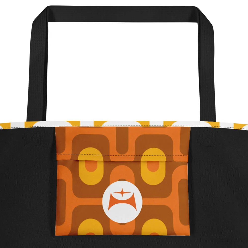 Mid Century Modern Orange ZipperDee Beach Bag