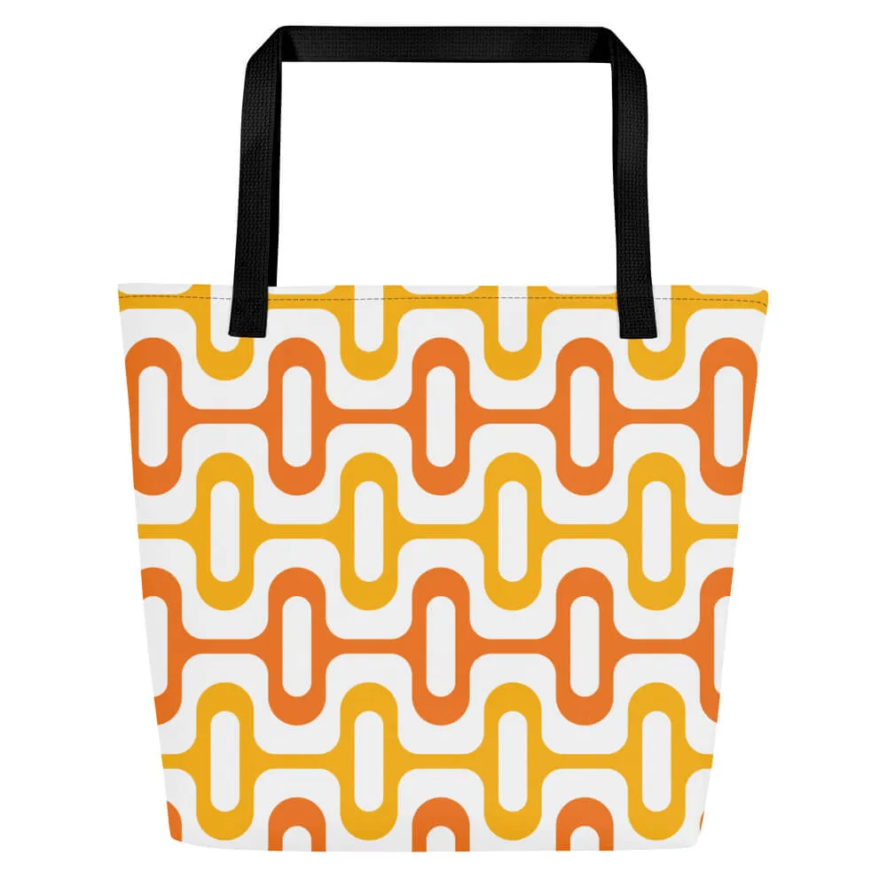 Mid Century Modern Orange ZipperDee Beach Bag