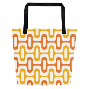 Mid Century Modern Orange ZipperDee Beach Bag