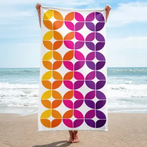 Mid Century Modern Purple Orange StarChips Beach & Pool Towel