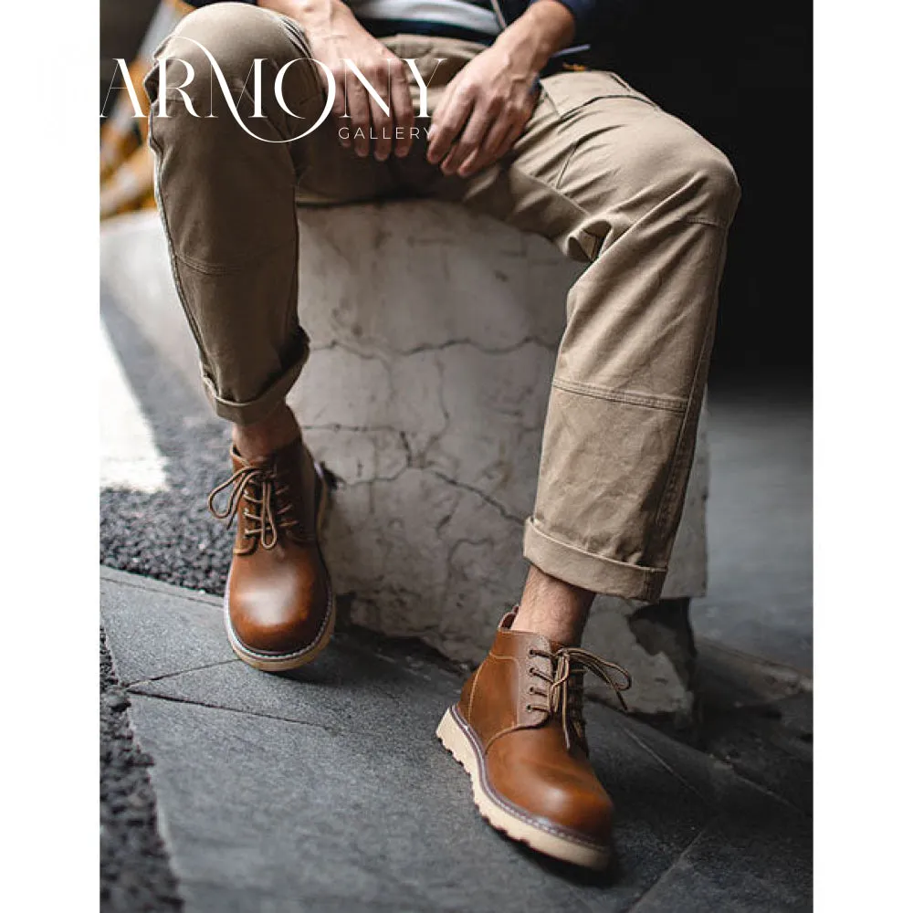 Mid-Cut Tooling Leather British Style Men's Chukka Boot