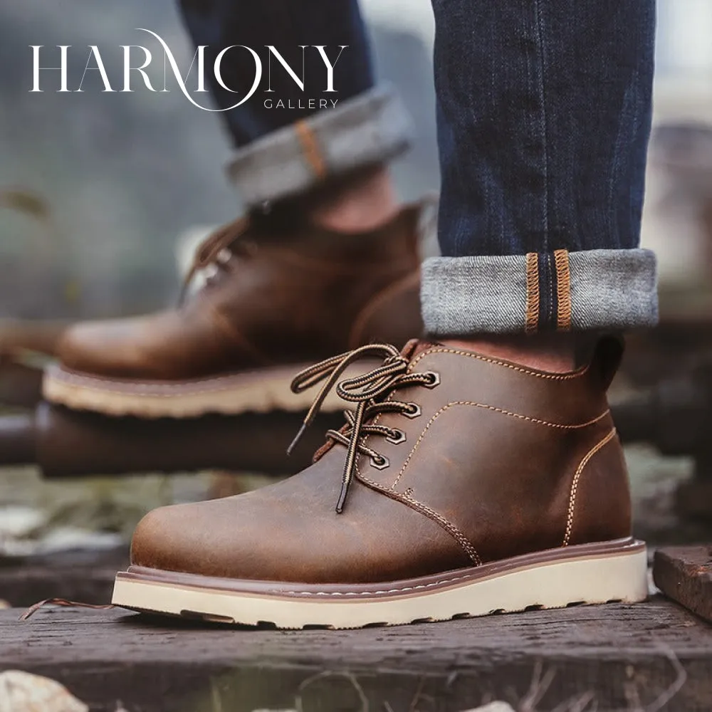 Mid-Cut Tooling Leather British Style Men's Chukka Boot