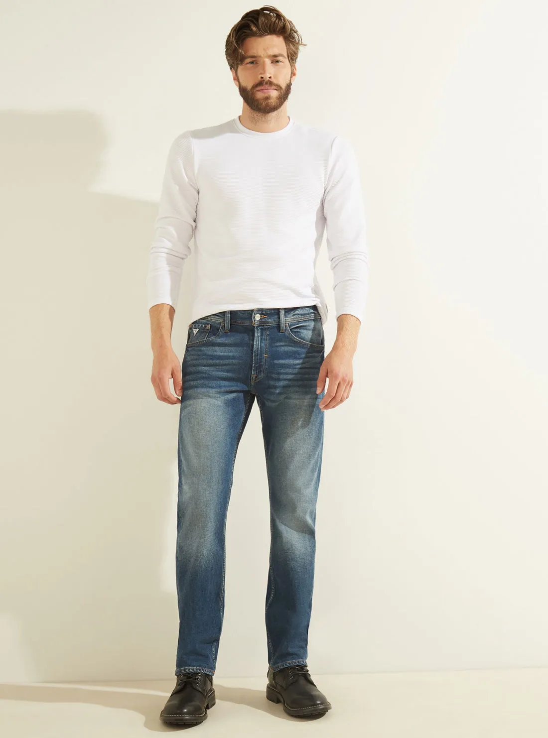 Mid-Rise Regular Straight Denim Jeans In Delta Wash