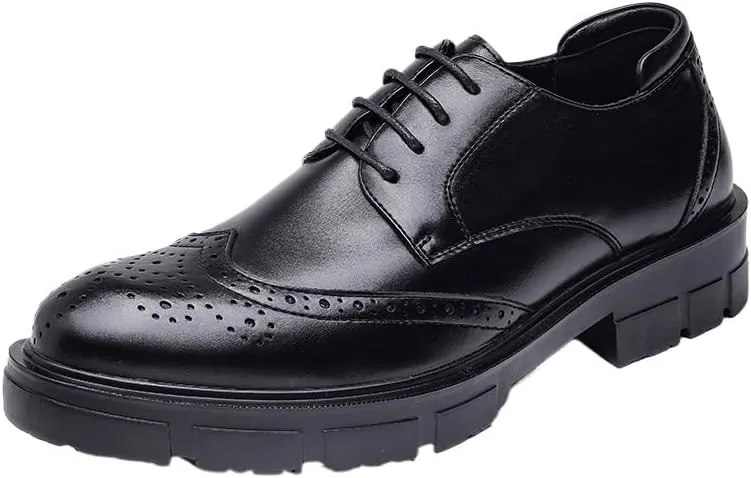Modern Black Breathable Dress Oxford Shoes Classic Round Toe Lace-up Leather Shoes Men's Casual Business Loafers