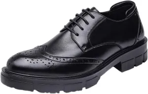 Modern Black Breathable Dress Oxford Shoes Classic Round Toe Lace-up Leather Shoes Men's Casual Business Loafers