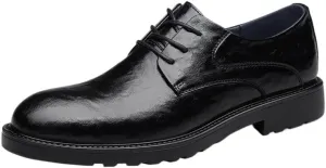 Modern Mens Casual Leather Shoes British Style Black Height Increase Dress Shoes Classic Waterproof Oxfords