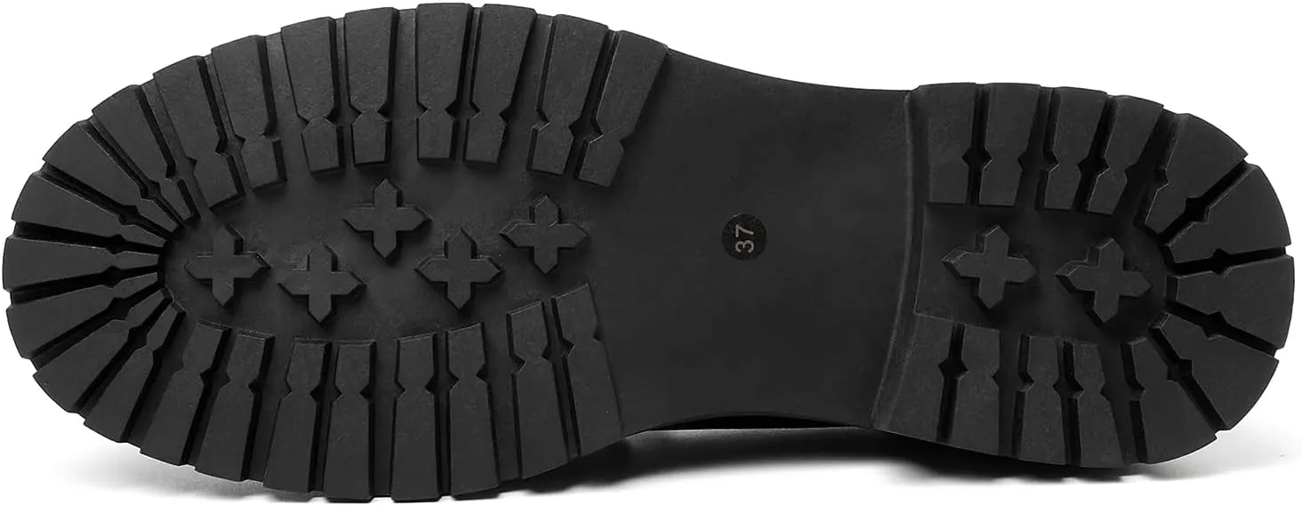 Mostrin Loafers for Women Lug Sole Platform Mid Chunky Loafers Classic Round Toe Slip On Loafers Comfortable Penny Casual Shoes