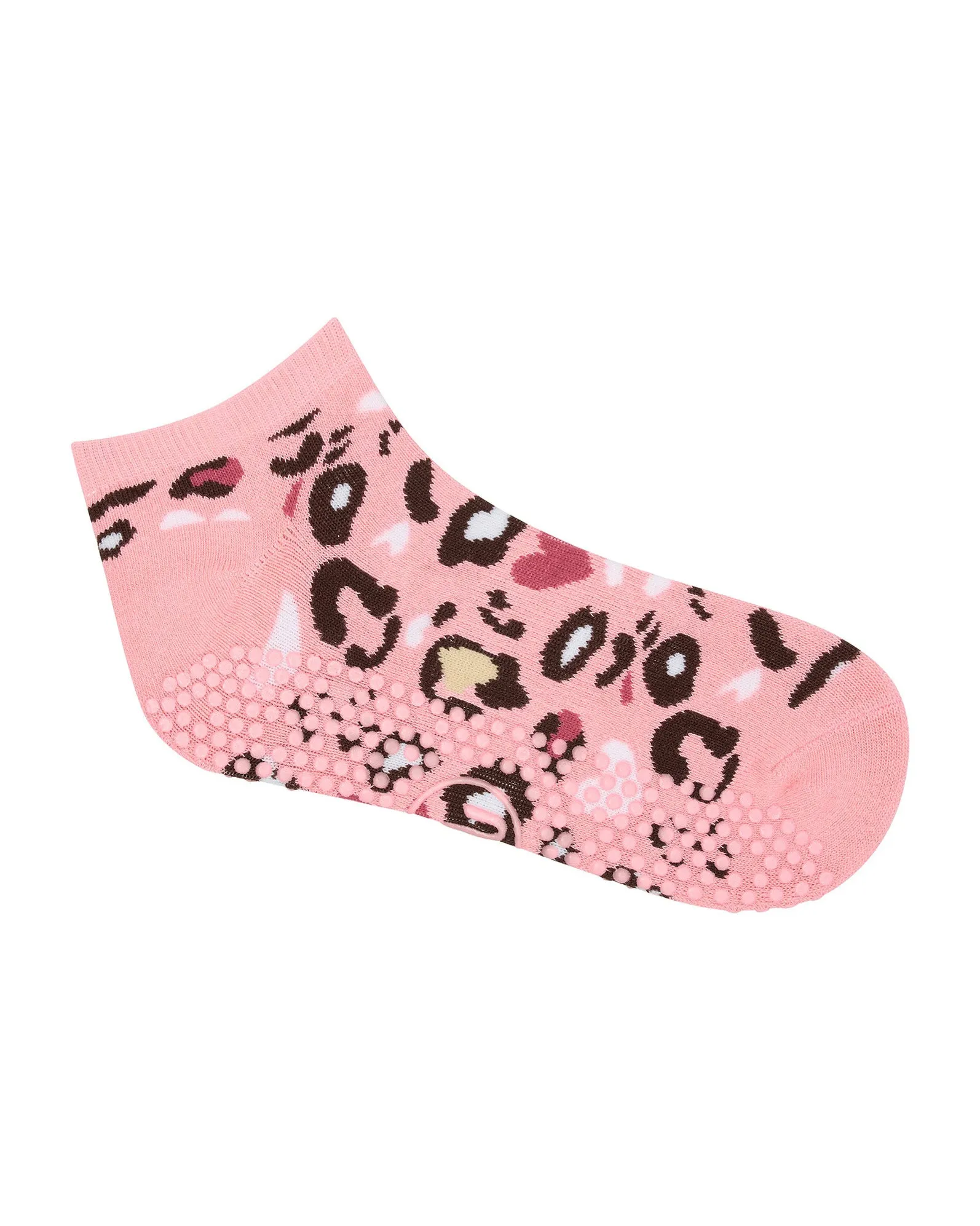Move Active Classic Low Rise Grip Socks - Cheetah Heart