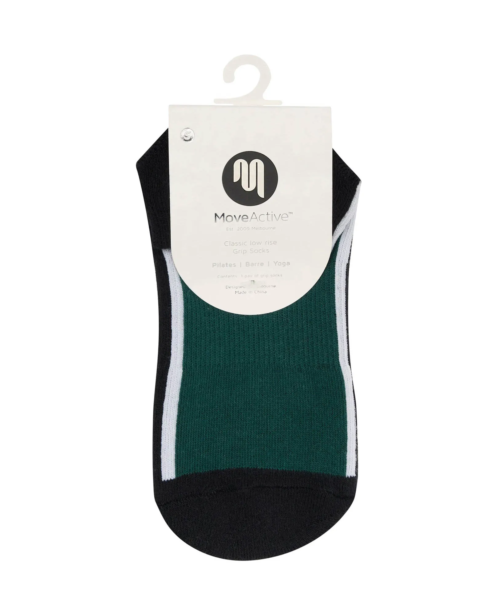 Move Active Classic Low Rise Grip Socks - Fluid Green & Black