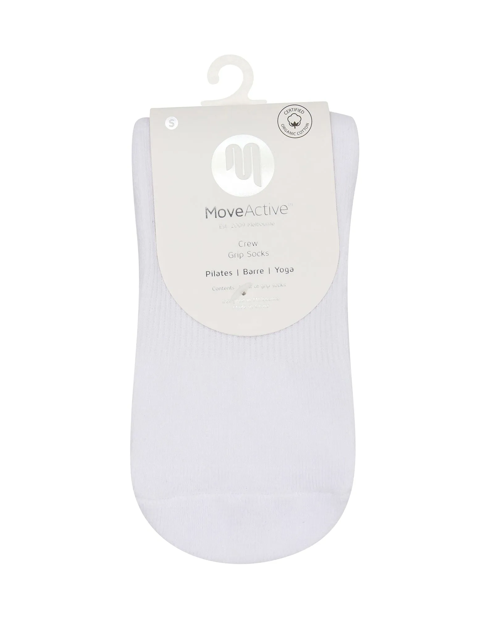 Move Active Crew Non Slip Grip Socks - Vintage Rose White