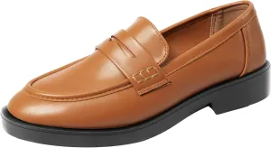 MUSSHOE Penny Loafers for Women Classic Casual Shoes Comfort Womens Slip-ons Business Lightweight Work Flats Bronze 8