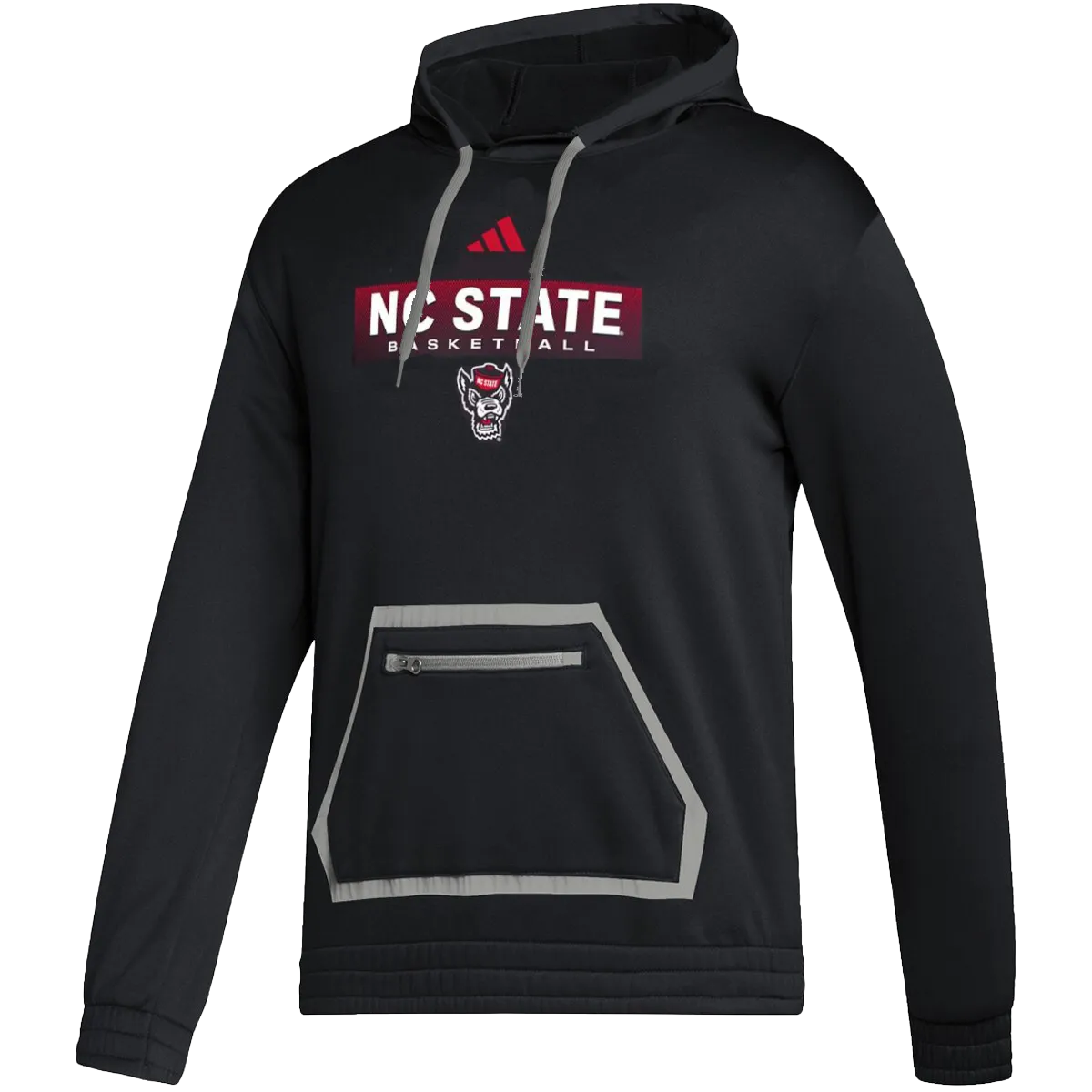 NC State Wolfpack adidas Black 2024 Basketball Pre-Game Hooded Sweatshirt