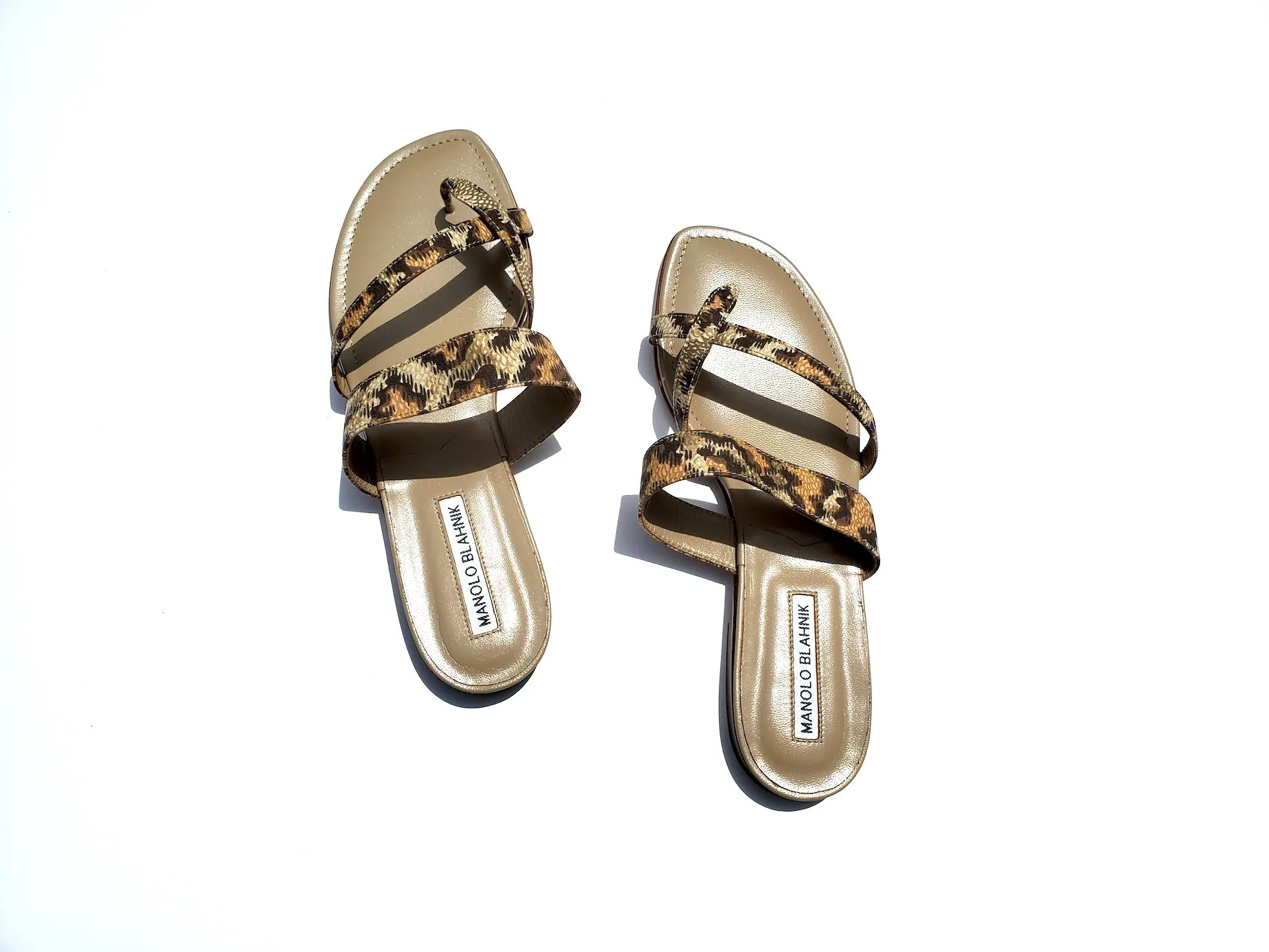 NIB Manolo Blahnik Beige Susa Leopard Slide Sandals 39