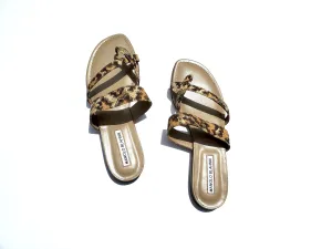 NIB Manolo Blahnik Beige Susa Leopard Slide Sandals 39