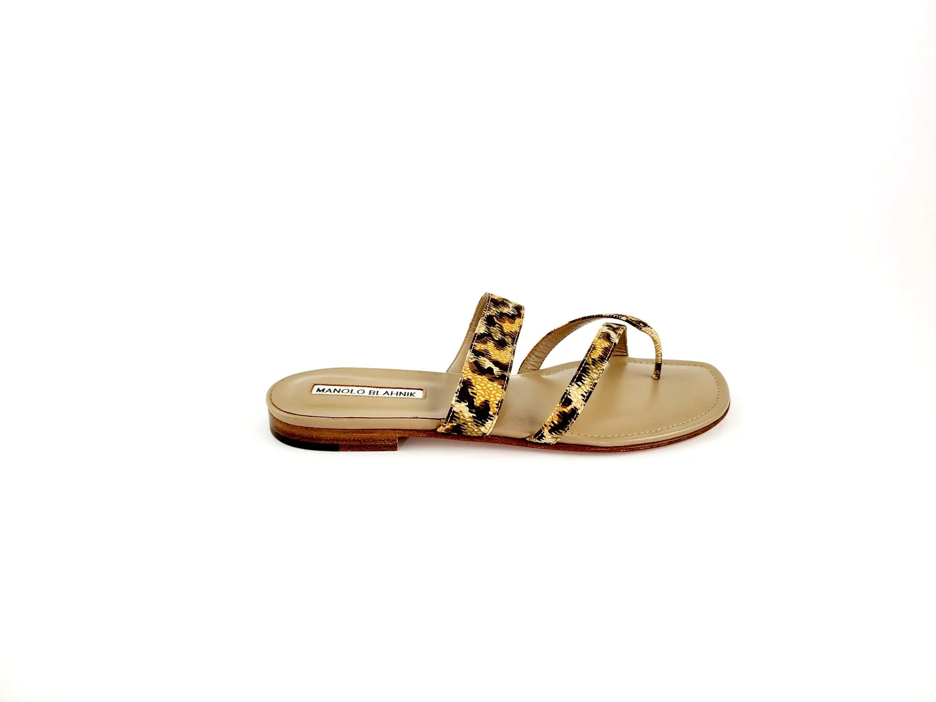 NIB Manolo Blahnik Beige Susa Leopard Slide Sandals 39