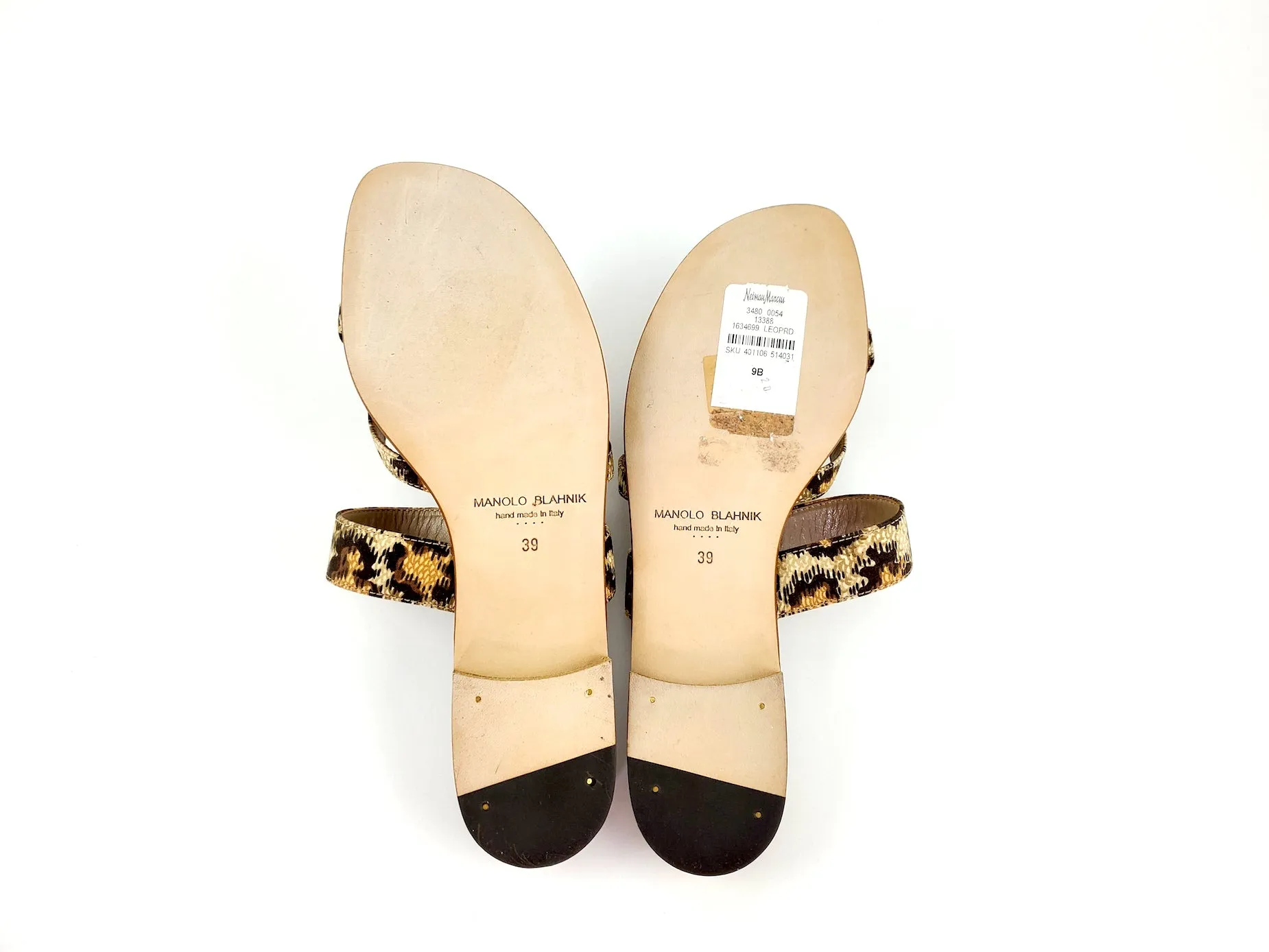 NIB Manolo Blahnik Beige Susa Leopard Slide Sandals 39