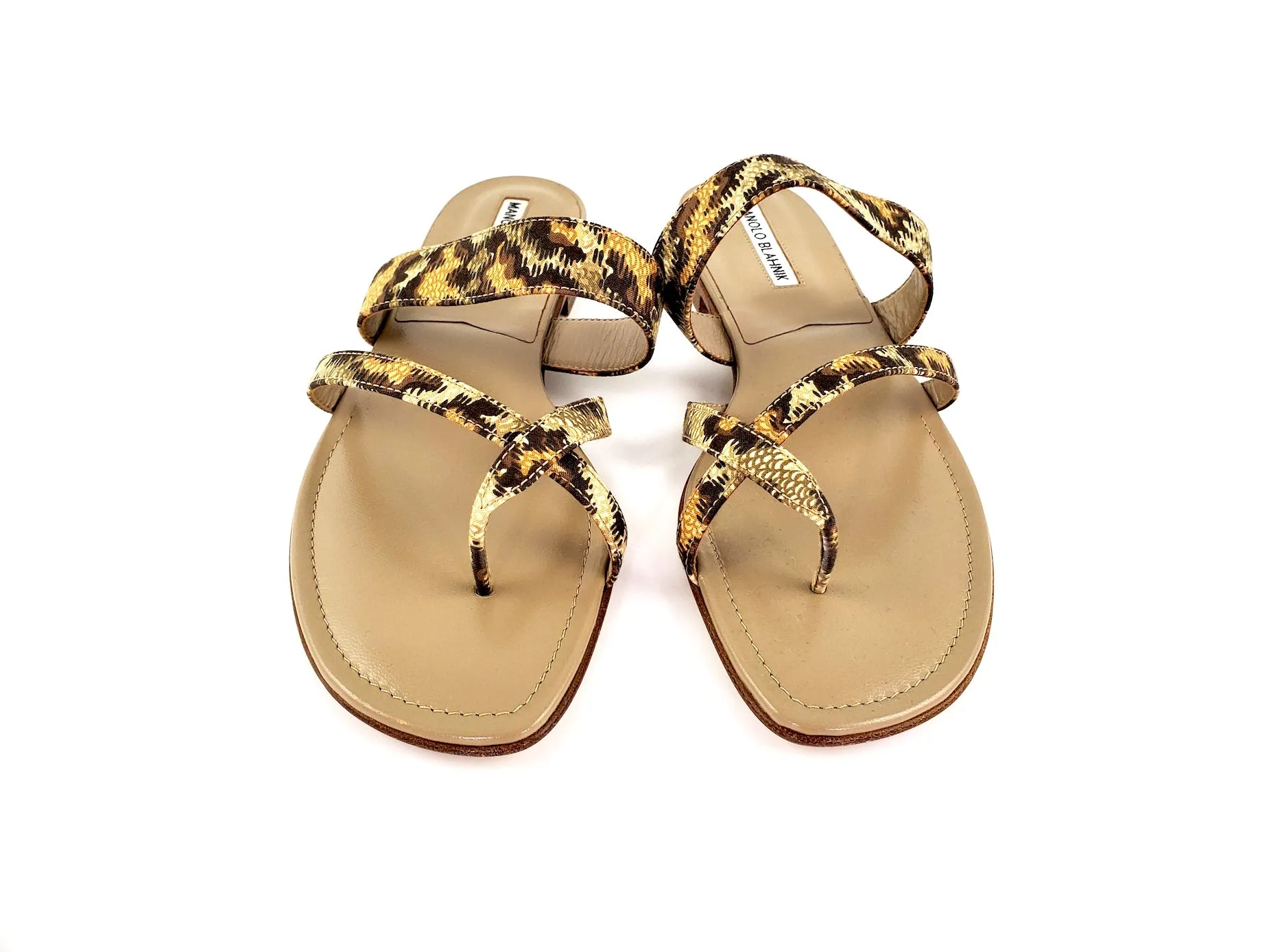 NIB Manolo Blahnik Beige Susa Leopard Slide Sandals 39