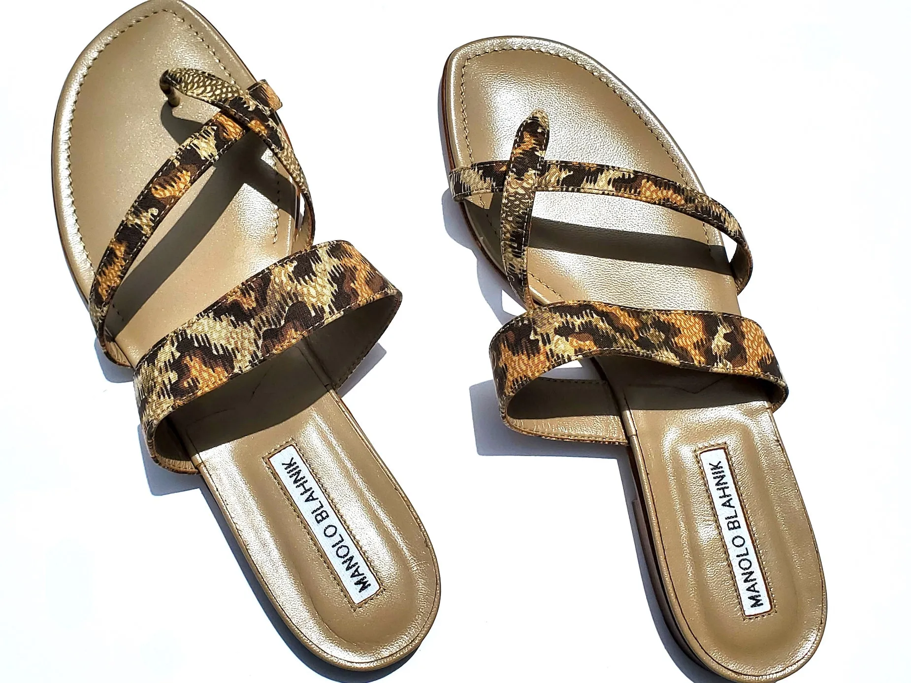 NIB Manolo Blahnik Beige Susa Leopard Slide Sandals 39